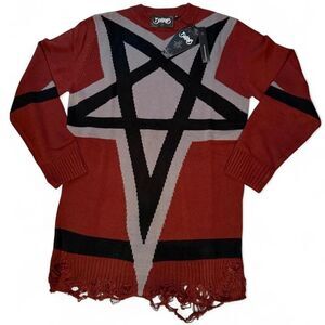 Killstar Star Crux Knit Sweater (Crimson)